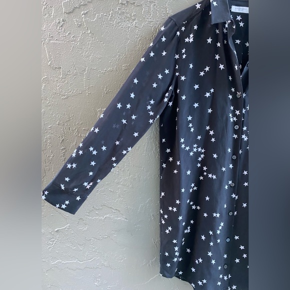 Equipment Femme 100% Silk Shirt Dress Button Down Stars Celestial Starry Night M - Picture 5 of 10